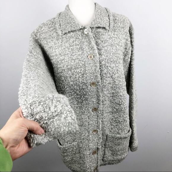 Le Moda Gray Wool Blend Button Up Coat Large - Picture 2 of 16